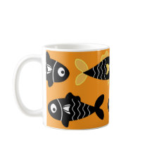 Quirky Seamless Motif de poisson noir avec Jaune