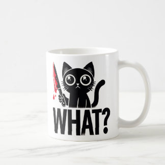 Mug "Quoi" Drôle Chat Noir. Chat meurtrier avec coutea