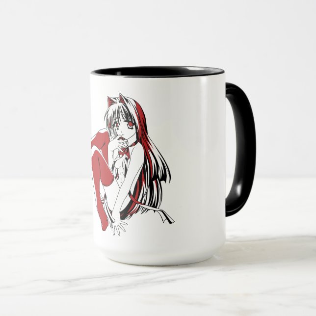 Mug R & B Manga, Neko Catgirl Furry Loli Anime (Devant droit)