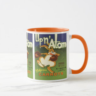 Mug Rabbit de boxe d'art Étiquette vintage, sur Carott