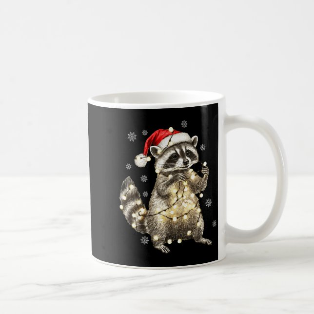 Mug Raccoon Christmas Tree Lights Pajama Racoon Lover  (Droite)