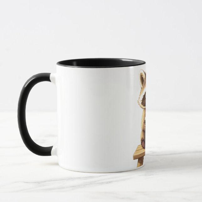 Mug Raccoon Drinking Iced Coffee (Gauche)