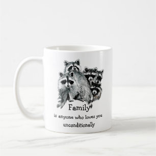 Mug Raccoon Famille Amis Aimer Citation Noël