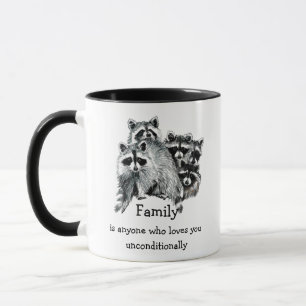 Mug Raccoon Famille Amis Aimer Citation Noël