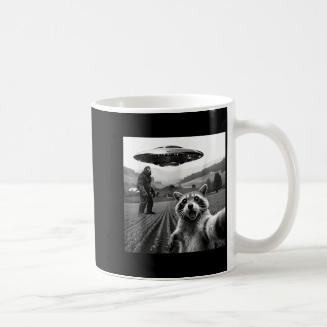 Mug Racoon Bigfoot Selfie Ufo Funny Racoon Alien Bigfo (Droite)