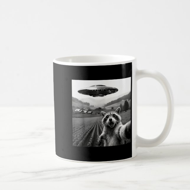 Mug Racoon Selfie With Alien Ufo Funny Racoon Alien Bi (Droite)