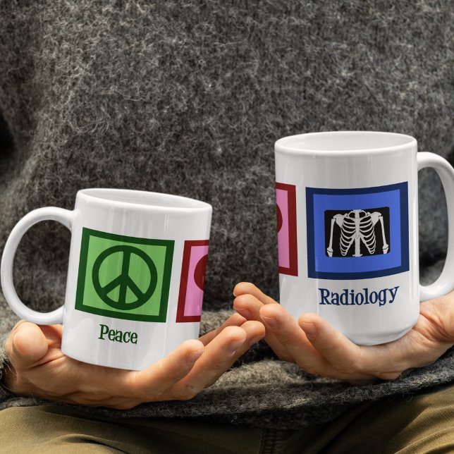 Mug Radiologie de l'amour de la paix (Créateur téléchargé)