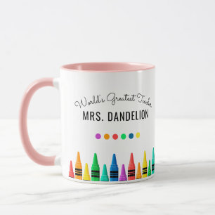 Mug Rainbow Crayons le plus grand café enseignant du m