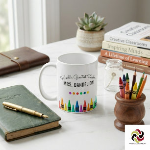 Mug Rainbow Crayons le plus grand café enseignant du m