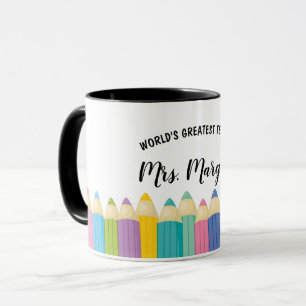Mug Rainbow Crayons Mondes Meilleur Enseignant Coffee 