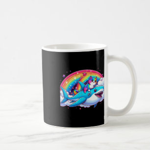 Mug Rainbow Galaxy Chat équitation Requin dans l'espac