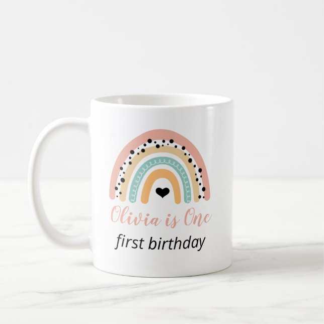 Mug Rainbow & Hearts 1er fête d'anniversaire (Gauche)