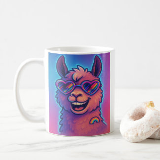 Mug Rainbow Llama with Heart Pride Shades
