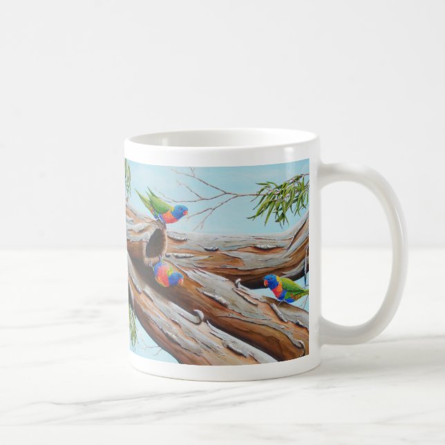 Mug Rainbow Lorikeets Australian Painting Bird (Droite)