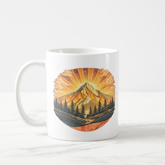 Mug Rainbow Mountain Peak | Retro Mountains Sunrise  (Gauche)