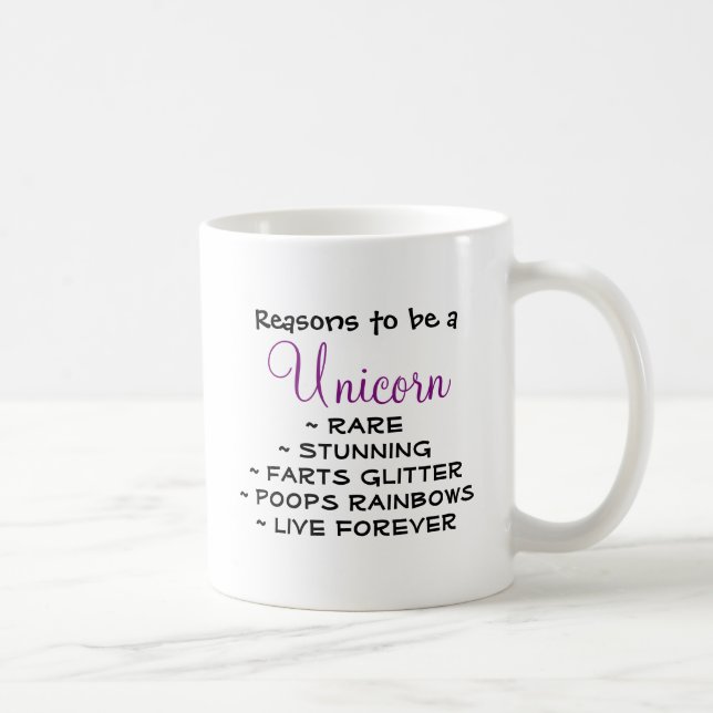 Mug Raisons d'être une licorne (Droite)