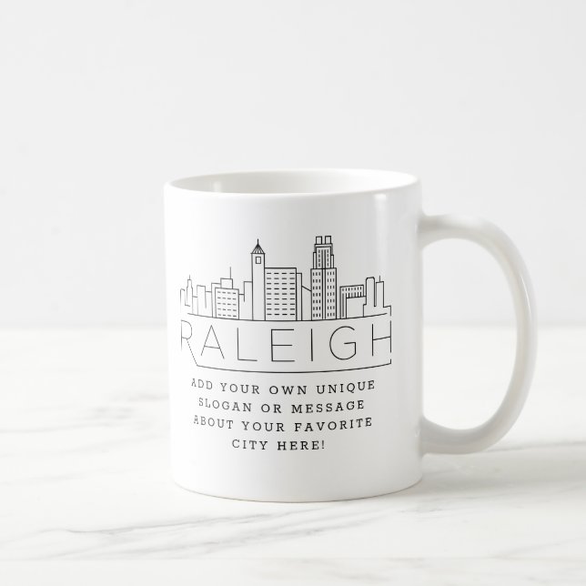 Mug Raleigh Stylisé Skyline | Slogan personnalisé (Droite)