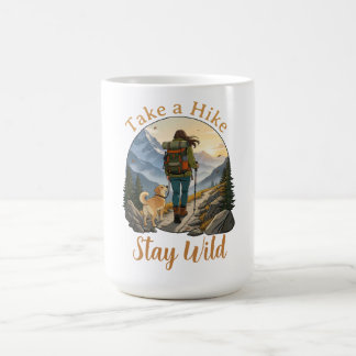 Mug Randonnée Vintage avec Chien Badge Rétro Randonnée