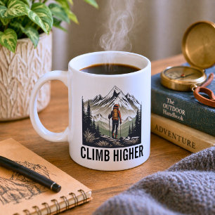 Mug Randonneur de montagne grimpe plus haut 