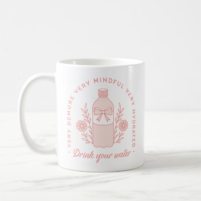 Mug Rappel d'eau potable préppy demure rose pure esthé (Gauche)