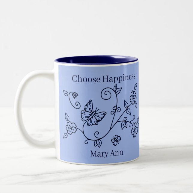 Mug rappel papillon bleu (Gauche)