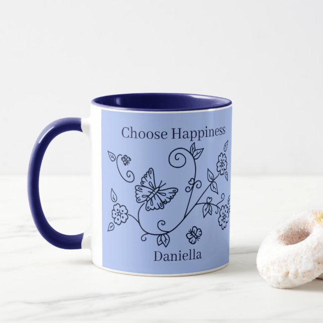 Mug rappel papillon bleu (Avec donut)