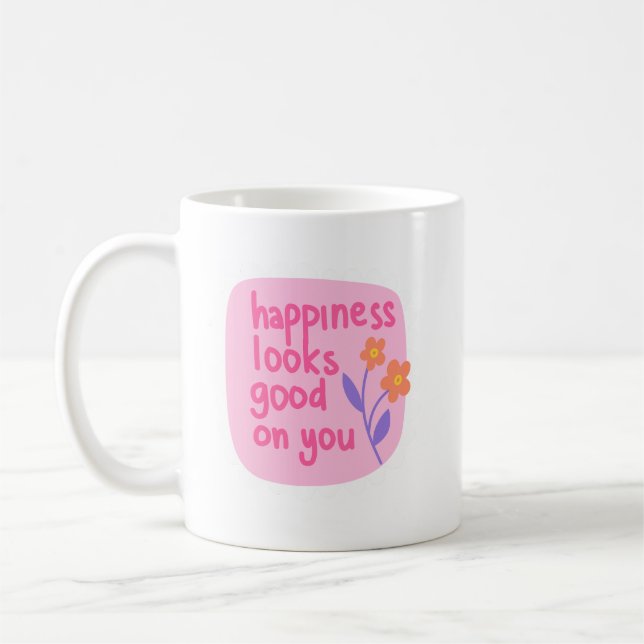 Mug Rappel simple et joyeux Joy Soft Pink Letting (Gauche)