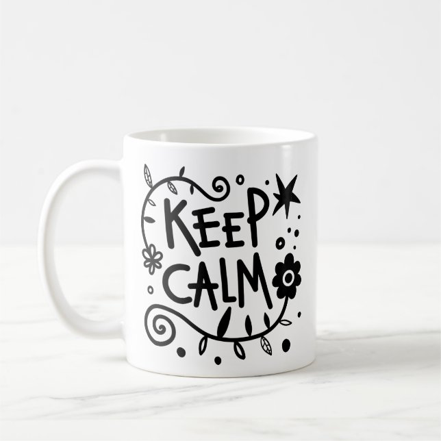 Mug Rappel simple Garder le calme Clack blanc Doodé pr (Gauche)