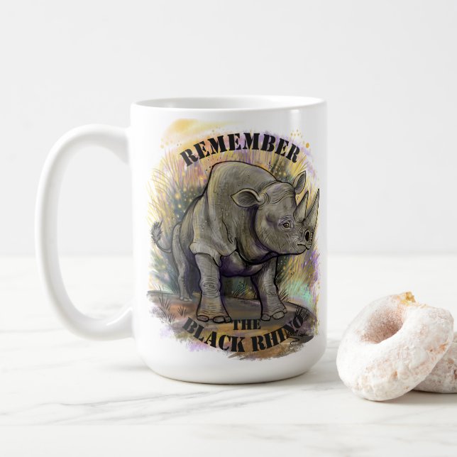 Mug Rappelez-vous le rhinocéros noir (Avec donut)