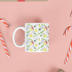 Mug Raquette et balles de tennis de Noël à l'aquarelle