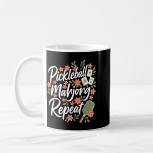 Mug Raquette Fleur Fleur Répétition Mahjong Pickleball