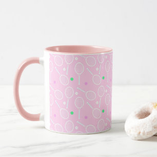 Mug Raquettes de tennis et Motif de balle Pastel rose