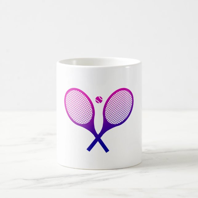 Mug Raquettes de tennis Magenta à violet Ombre (Centre)