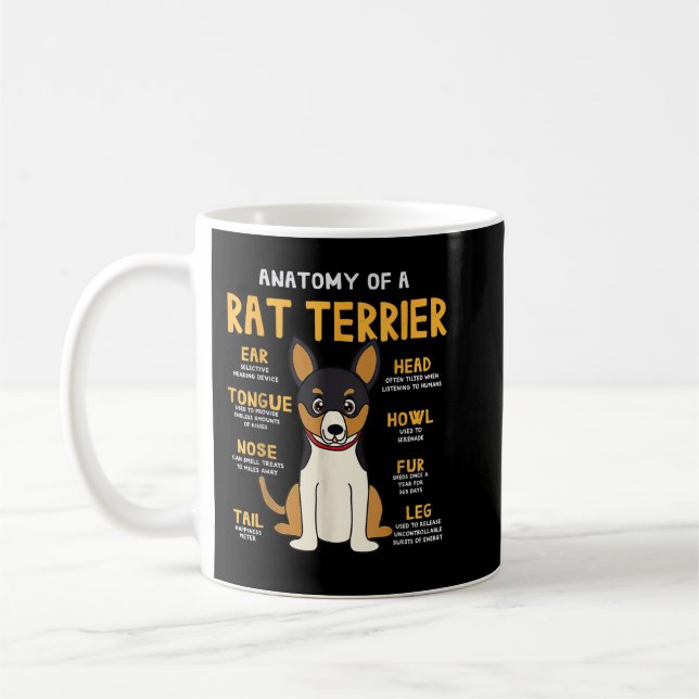 Mug Rat Terrier Anatomie Funny Chien Maman Papa (Gauche)