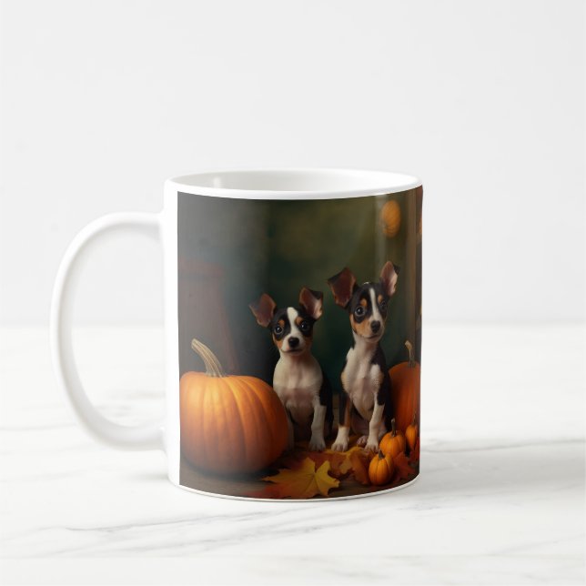 Mug Rat Terrier Chiot Automne Citrouille délice (Gauche)