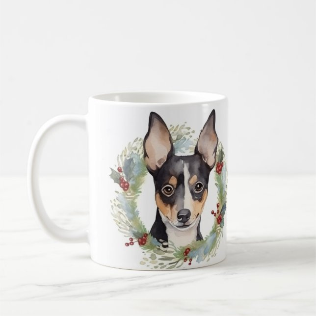 Mug Rat Terrier Fête de Noël Wreath Pup (Gauche)