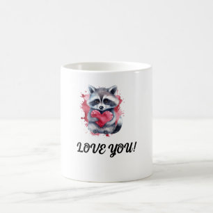 Mug raton laveur coloré mignon avec coeur