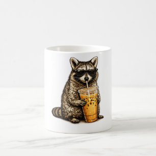 Mug Raton laveur drôle buvant un café glacé — Animal r