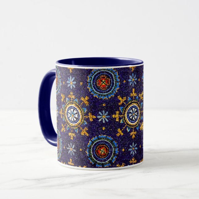 MUG RAVENNA BYZANTINE MOSAÏQUES, ÉTOILES, NUIT BLEUE S (Devant gauche)