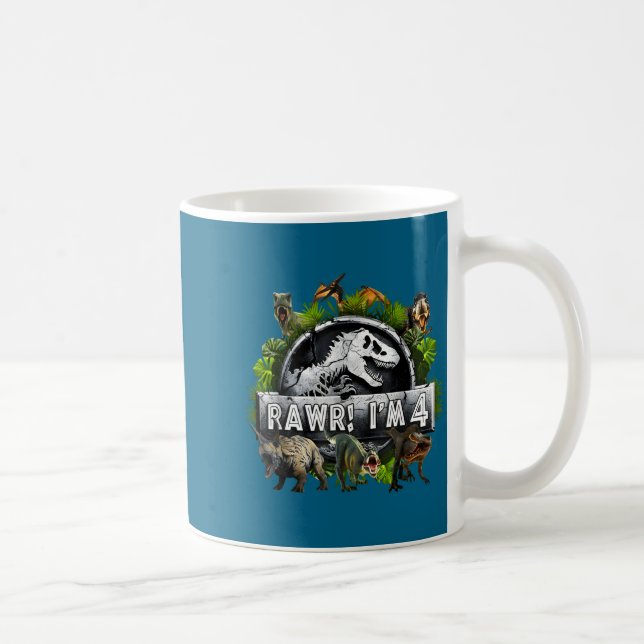 Mug Rawr I'm 4 4th Birthday T Rex Dinosaur Funny Party (Droite)