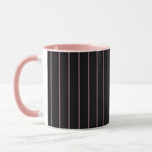 Mug rayé noir et rose