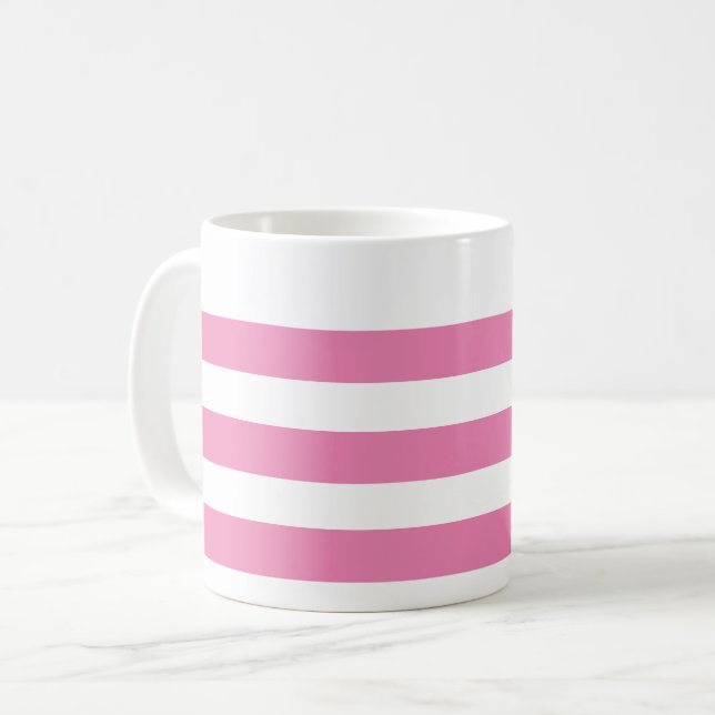 Mug rayé rose et blanc (Devant gauche)