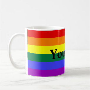 Mug Rayure d'arc-en-ciel avec le texte fait sur