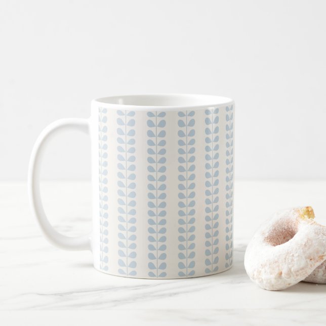 Mug Rayure de feuille bleu clair (Avec donut)