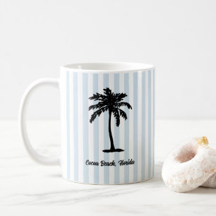 Mug Rayure nautique personnalisée de palmier de plage