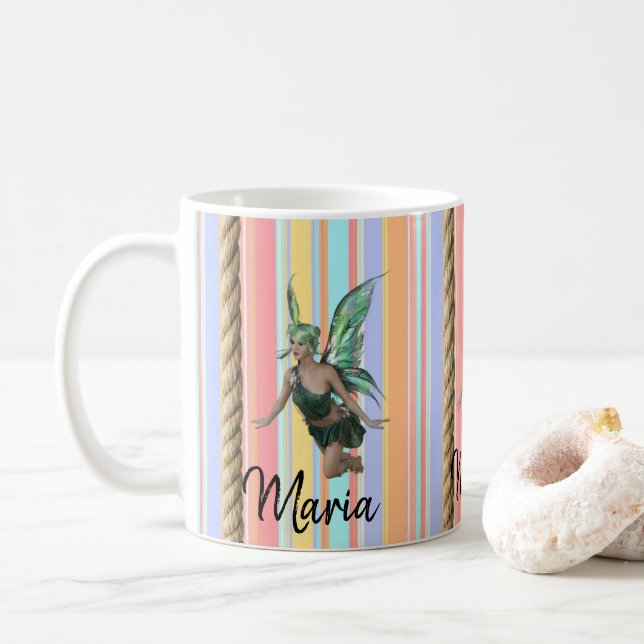 Mug Rayure Pastel Corde de Fée (Avec donut)