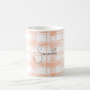 Mug Rayures à carreaux pêche