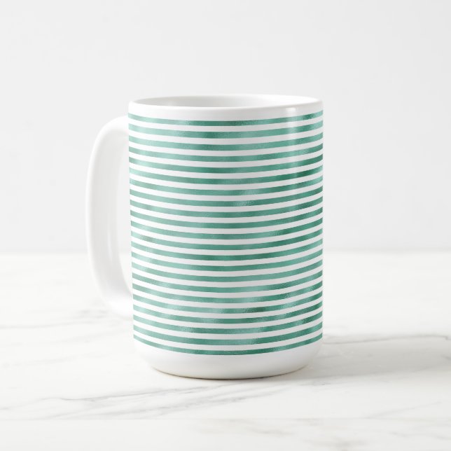 Mug Rayures Blanches Vert Glam (Devant gauche)
