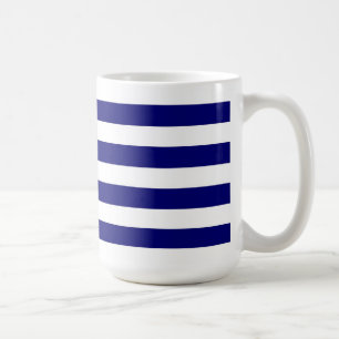 Mug Rayures bleues nautiques et graphique blanc d'arc