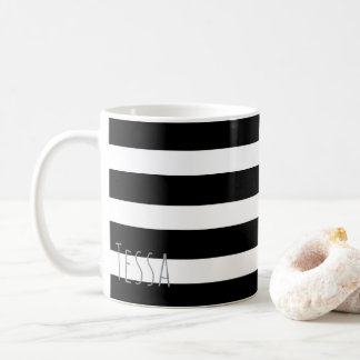 Mug Rayures Classiques Noir et Blanc Chic Minimaliste